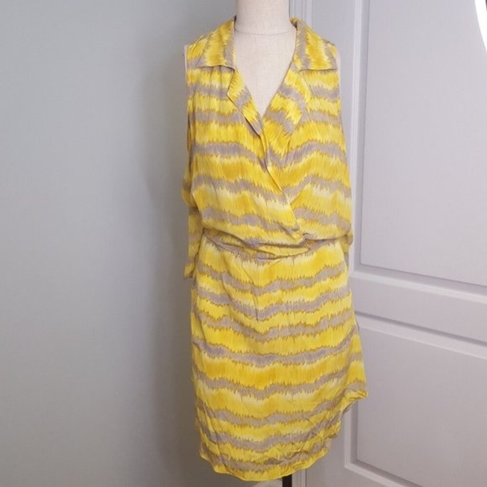 Tracy Reese Yellow Silk Shirt Dress with Overlay